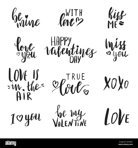 Set Of Hand Written Valentines Day Quotes Stock Vector Image And Art Alamy