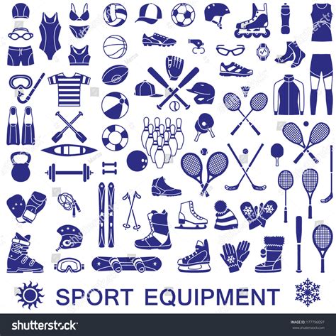 Big Set Vector Icons Sport Equipment Stock Vector (Royalty Free) 177796097 | Shutterstock