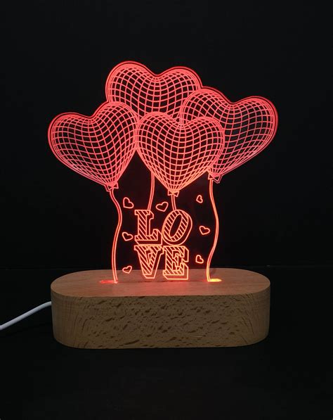 4 Heart Balloon 3D Illusion Lamp Deco Manufacturing