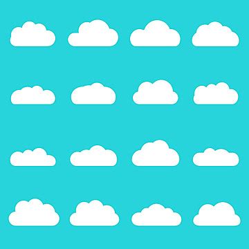 Flat Cartoon Clouds Isolated On Blue Background Icon Overcast