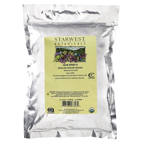 Starwest Botanicals Organic Spirulina Powder Lb G