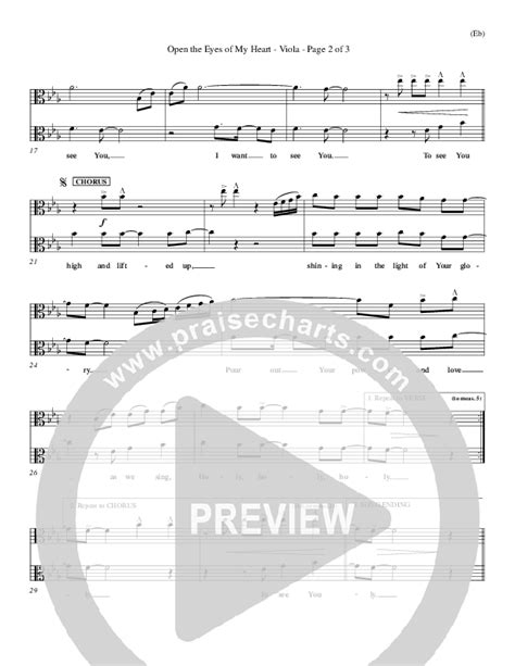 Open The Eyes Of My Heart Viola Sheet Music Pdf Paul Baloche Praisecharts