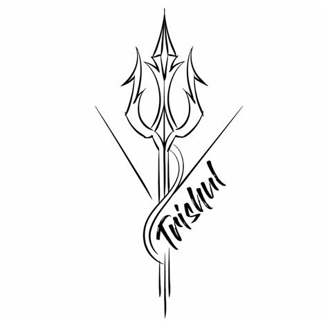 Premium Vector | Trishul of lord shiva line drawing vector