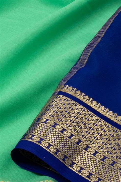 Aqua Green Mysore Crepe Silk Saree