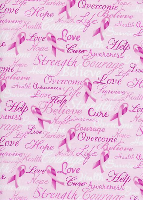 Specialty Fabrics Breast Cancer Awareness Words And Pink Ribbon On