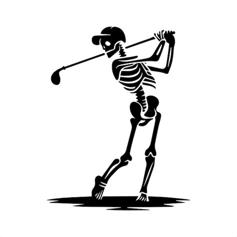 Golfer Skeleton Taking A Swing Vector Illustration Premium Ai