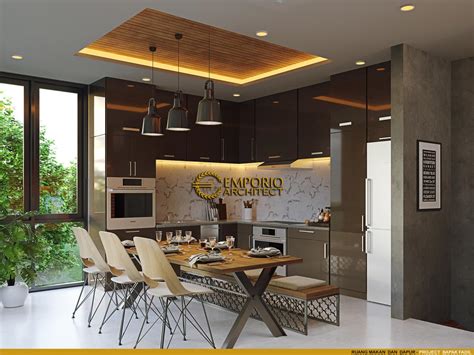 Desain Ruang Makan Dan Dapur Rumah Modern Industrial Lantai Bapak