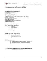 Summary Of Comprehensive Treatment Plan Docx Comprehensive Treatment