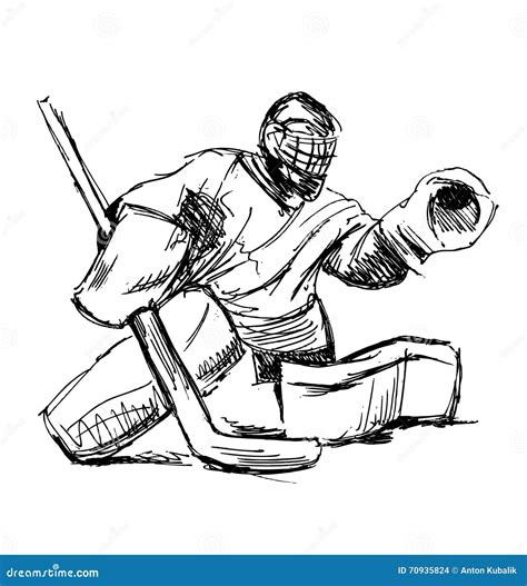 Hand Sketch Hockey Goalie Stock Vector Illustration Of Sport 70935824