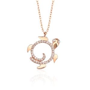 Diamond Turtle Necklace 14k Solid Gold Necklace 0 08 Ct Dainty Pave