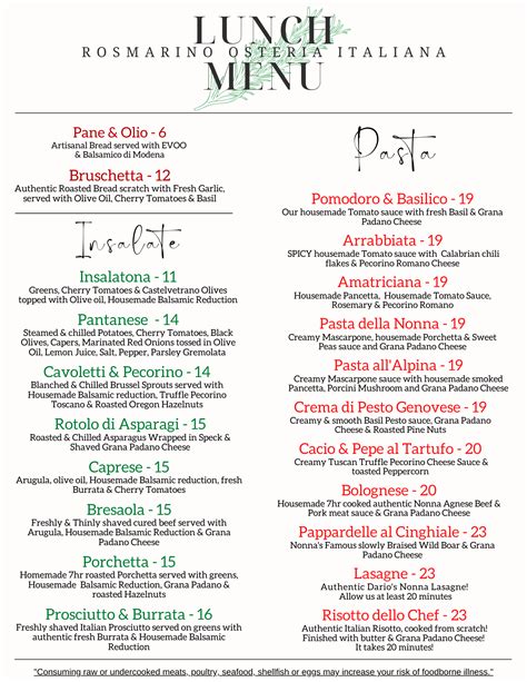 Menus Rosmarino