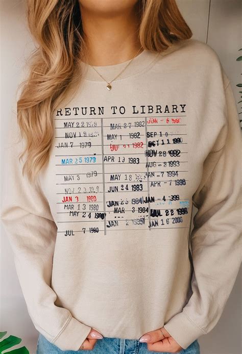 Return To Library Shirt Vintage Library Card Book Due Date Sweatshirt