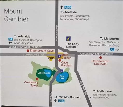 Mount Gambier Map Tourist Attractions And Local Amenities Sa