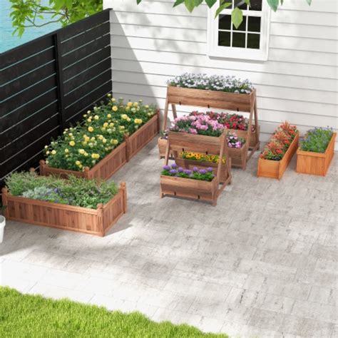 Slickblue Vertical Raised Garden Bed With 3 Wooden Planter Boxes L