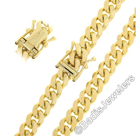 Mens Solid 14k Yellow Gold 59mm Wide Miami Cuban Link 24 Chain Necklace 6639g Ebay