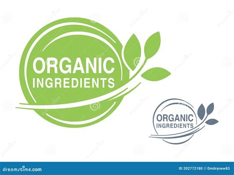 Organic Ingredients Stamp With Plant Leaf Stock Vector Illustration Of Food Agricultural