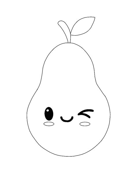 Mignon Et Kawaii Poire Coloriage Contour Croquis Dessin Vecteur Png