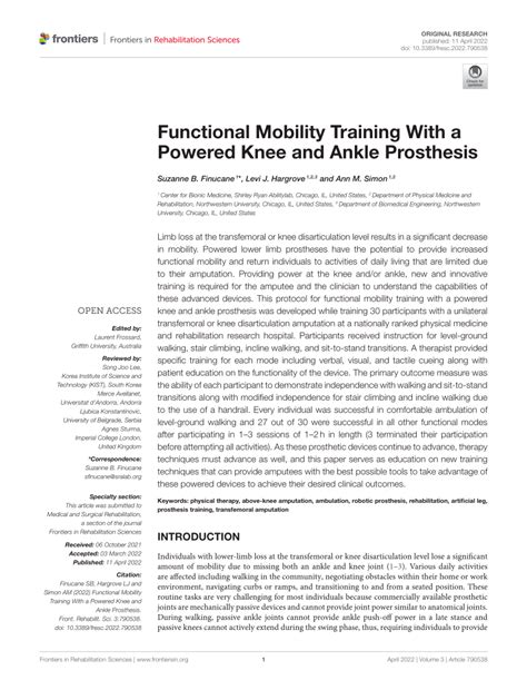 PDF Functional Mobility Training With A Powered Knee And Ankle Prosthesis