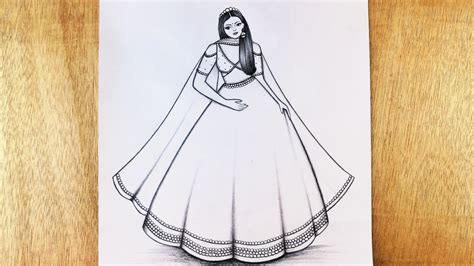 Easy Traditional Girl With Lehenga Drawing Girl Drawing Girl With