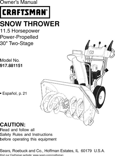 Craftsman User Manual Snow Thrower Manuals And Guides L