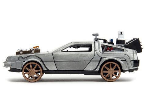 Delorean Dmc Time Machine Brushed Metal Train Wheel Version Back To The Future Part Iii