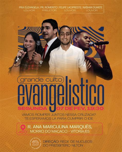 Grande Culto EvangelÍstico Cartaz Digital Gospel Culto