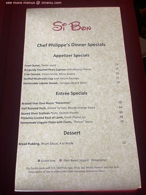 Online Menu Of Si Bon Restaurant Rancho Mirage California 92270 Zmenu