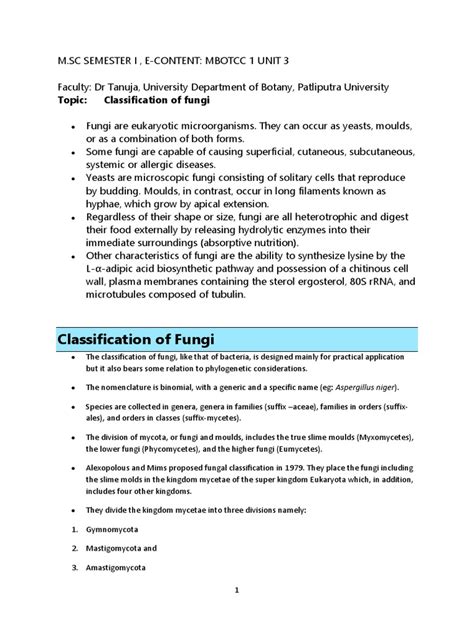 Fungi classification | PDF | Fungus | Reproduction