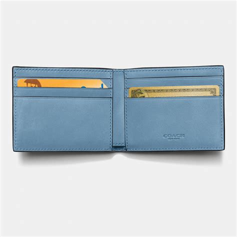 Coach Modern Varsity Slim Billfold Id Wallet In Sport Calf Leather In Blue For Men Denim