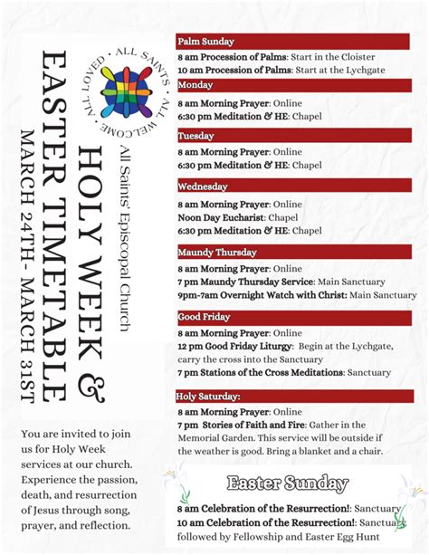 Holy Week And Easter 2024 All Saints Episcopal Church