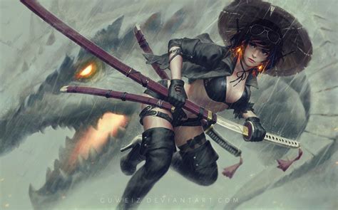 Artist Guweiz [amazing] Samurai Art Character Art Female Samurai