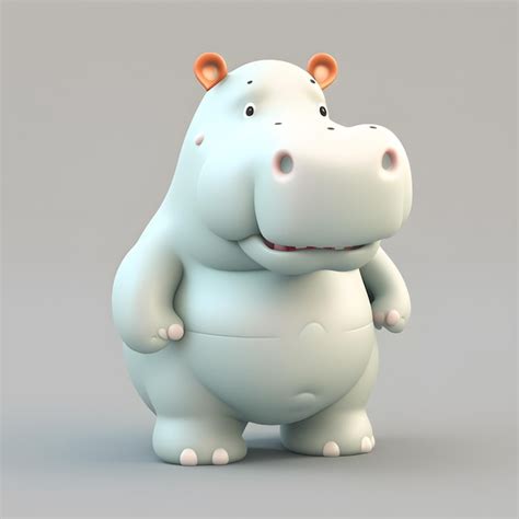 Premium Photo Cute Hippo Character Design Generative Ai