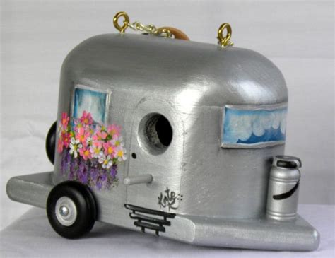 Air Stream Trailer Birdhouse Handcrafted And Hand Painted Etsy Bird