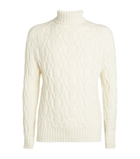 Johnstons Of Elgin White Cashmere Cable Knit Sweater Harrods Uk