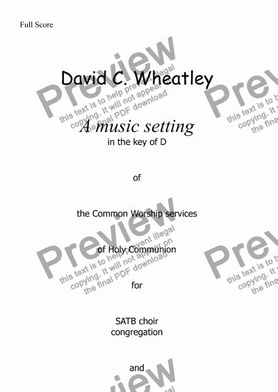 Holy Communion Setting Common Worship By David Wheatley Buy Pdf