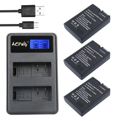 AOPULY EN EL14 ENEL14 EN EL14 Camera Battery Pack LCD Dual USB