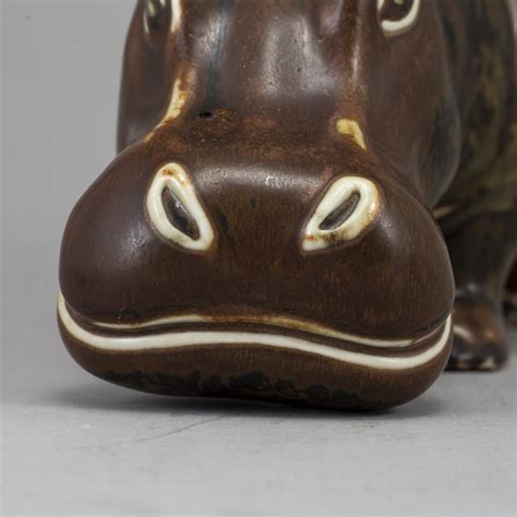 GUNNAR NYLUND two hippo stoneware figurines from Rörstrand Bukowskis