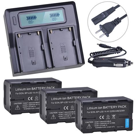 3x 2200mAh BP U30 Bp U30 BP U30 Bpu30 Battery LCD Fast Dual Charger