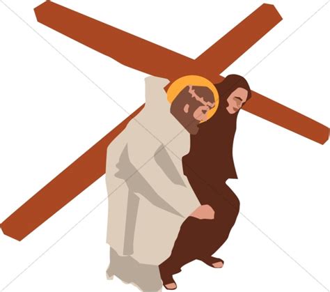 Simon of Cyrene Taking the Cross | Stations of the Cross Clipart