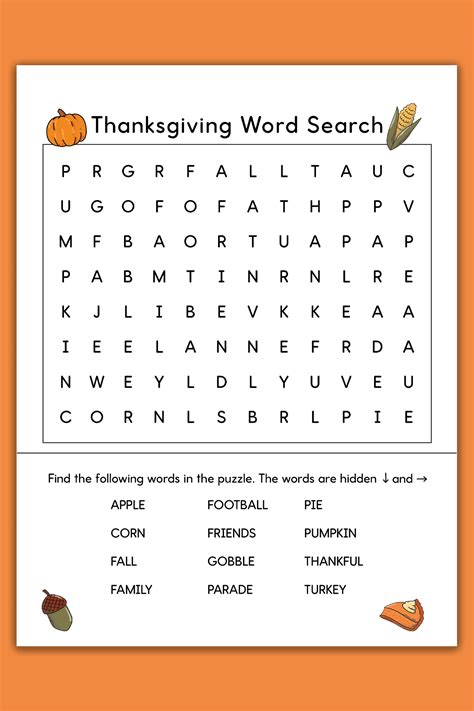 Thanksgiving Word Search Printable Set - 3 Varying Levels of Difficulty ...