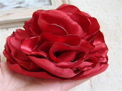 Brooch Flower Red Large Rose Corsage Pin Mother Of Bride Red Etsy