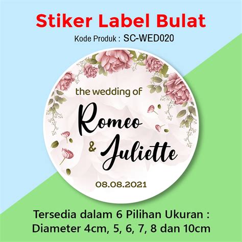 Jual Stiker Label Pernikahan Wedding Tumpeng Mini Souvenir Bunga Pink