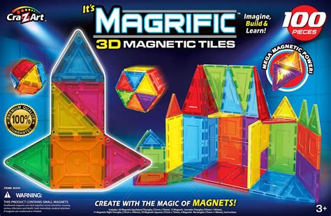 Magrific D Magnetic Tiles Piece Set Build Bigger