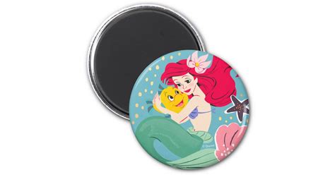 Princess Ariel Holding Flounder Illustration Magnet Zazzle