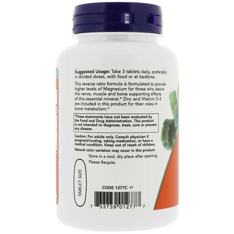 Now Foods Magnesium Calcium Reverse 2 1 Ratio With Zinc And Vitamin