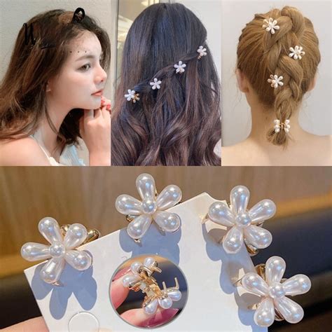 cu Mini Pérola Garra De Cabelo Para Mulheres Meninas Retro Strass Flor