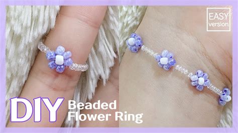 DIY 비즈 꽃 반지 만들기 쉬운 버전 ㅣbeaded flower ring tutorial easy versionㅣ구독자