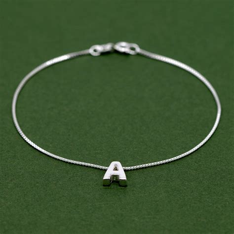 Sterling Silver Letter Bracelet A Z Personalised Initial Charm