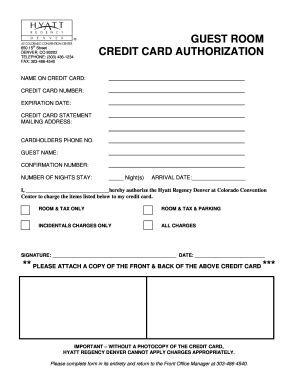 Hotel Credit Card Authorization Form Template Creative Professional