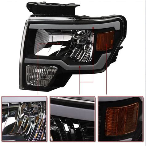 Switchback Sequential LED DRL Headlights W DRL LED Tube Bar For 2009 2